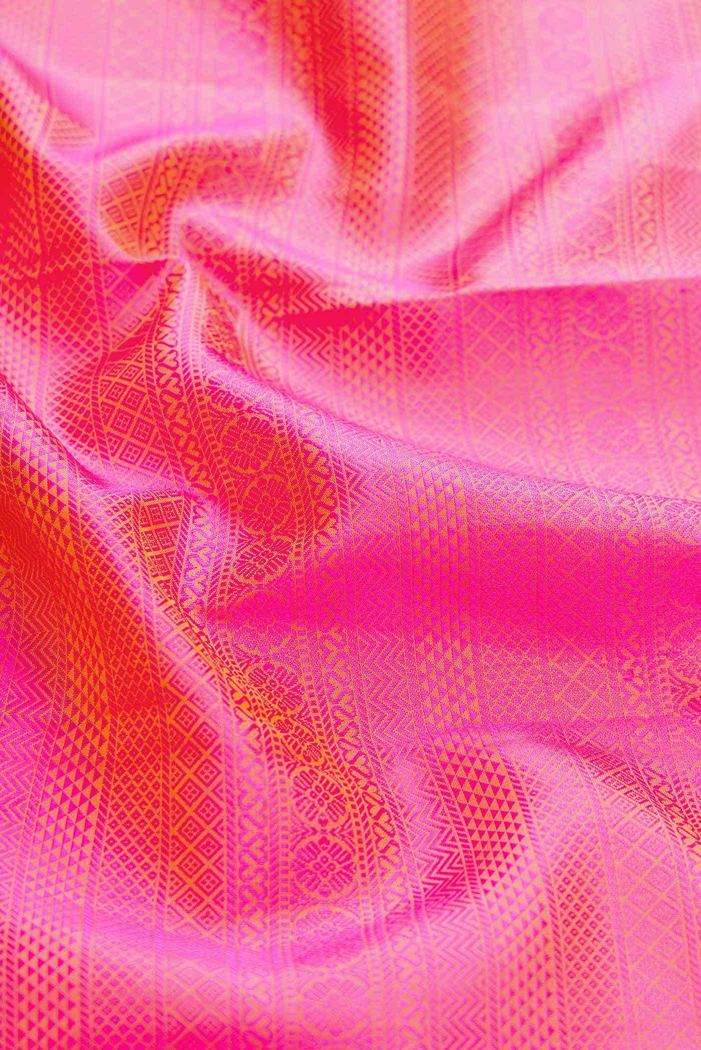Coral Dual Tone Kanchipuram Silk Saree