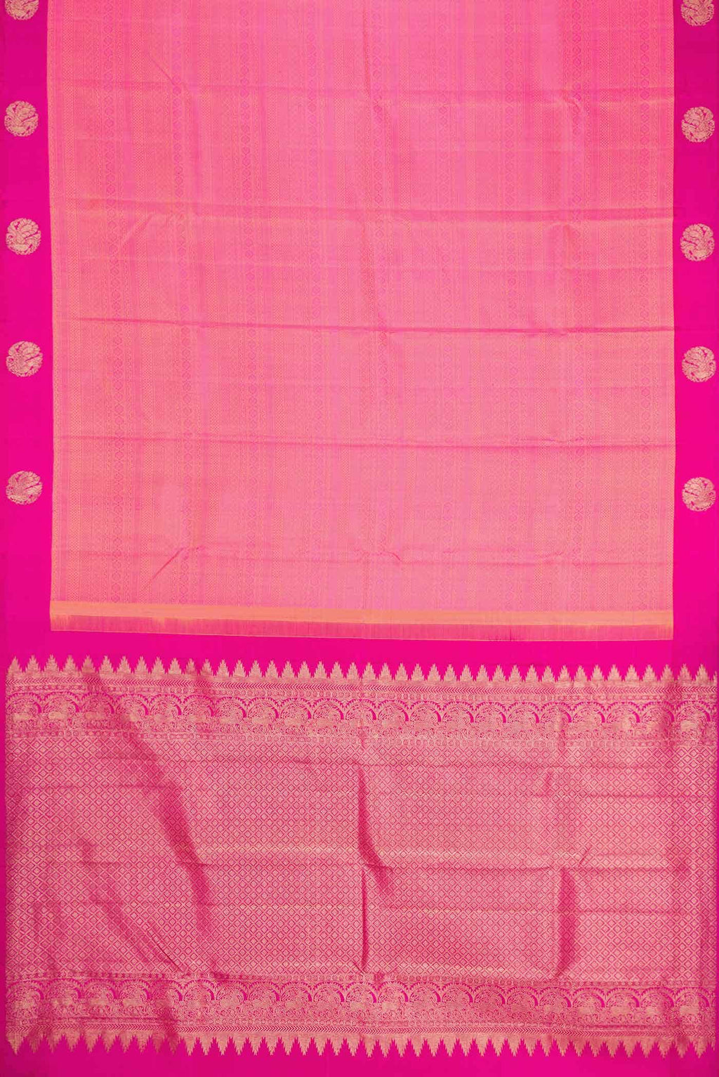 Coral Dual Tone Kanchipuram Silk Saree