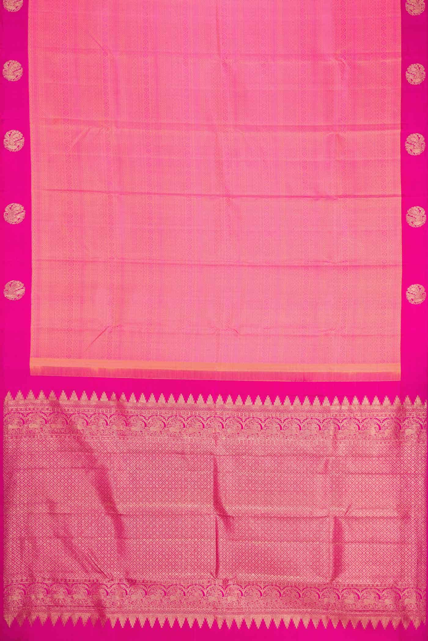 Coral Dual Tone Kanchipuram Silk Saree