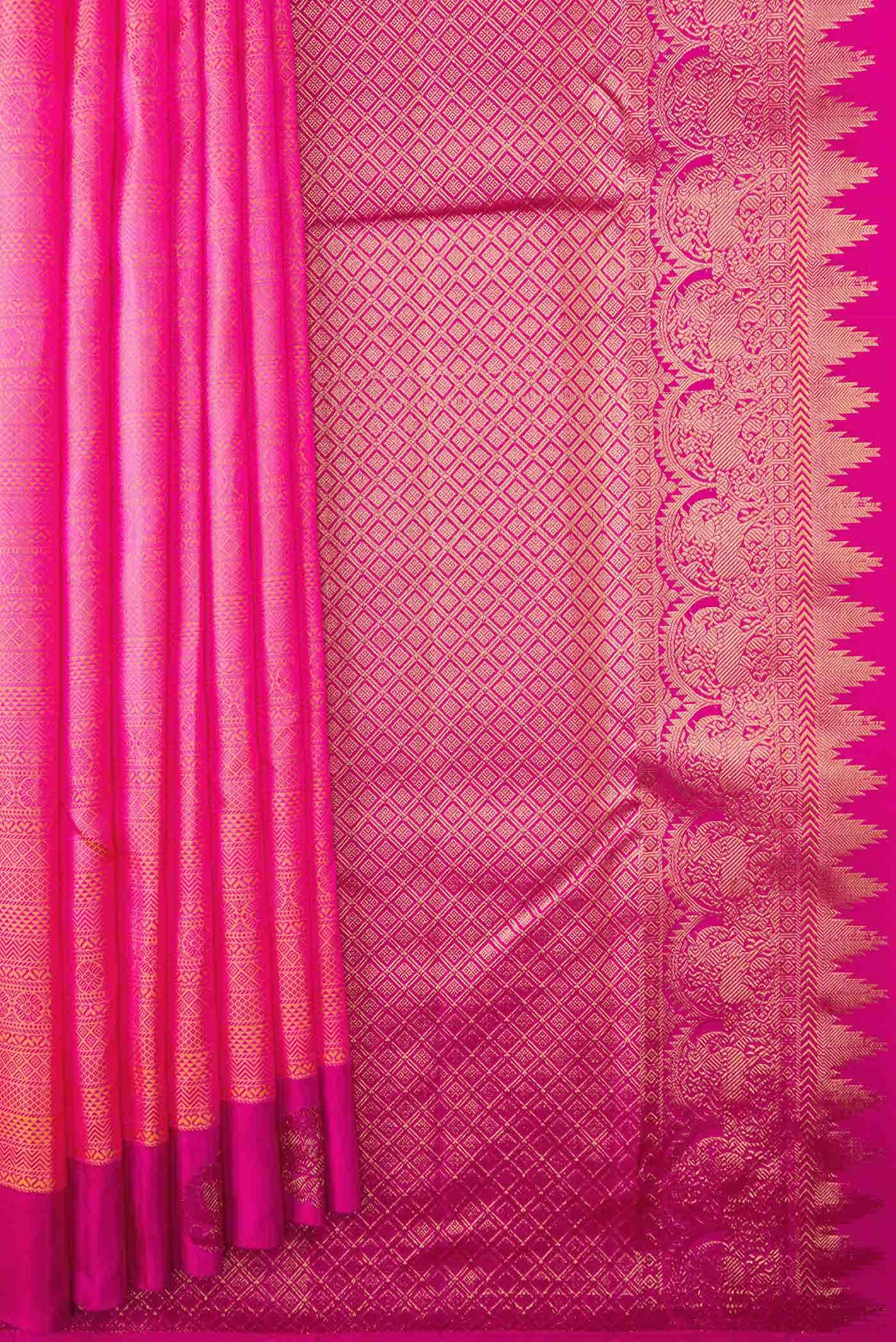 Coral Dual Tone Kanchipuram Silk Saree