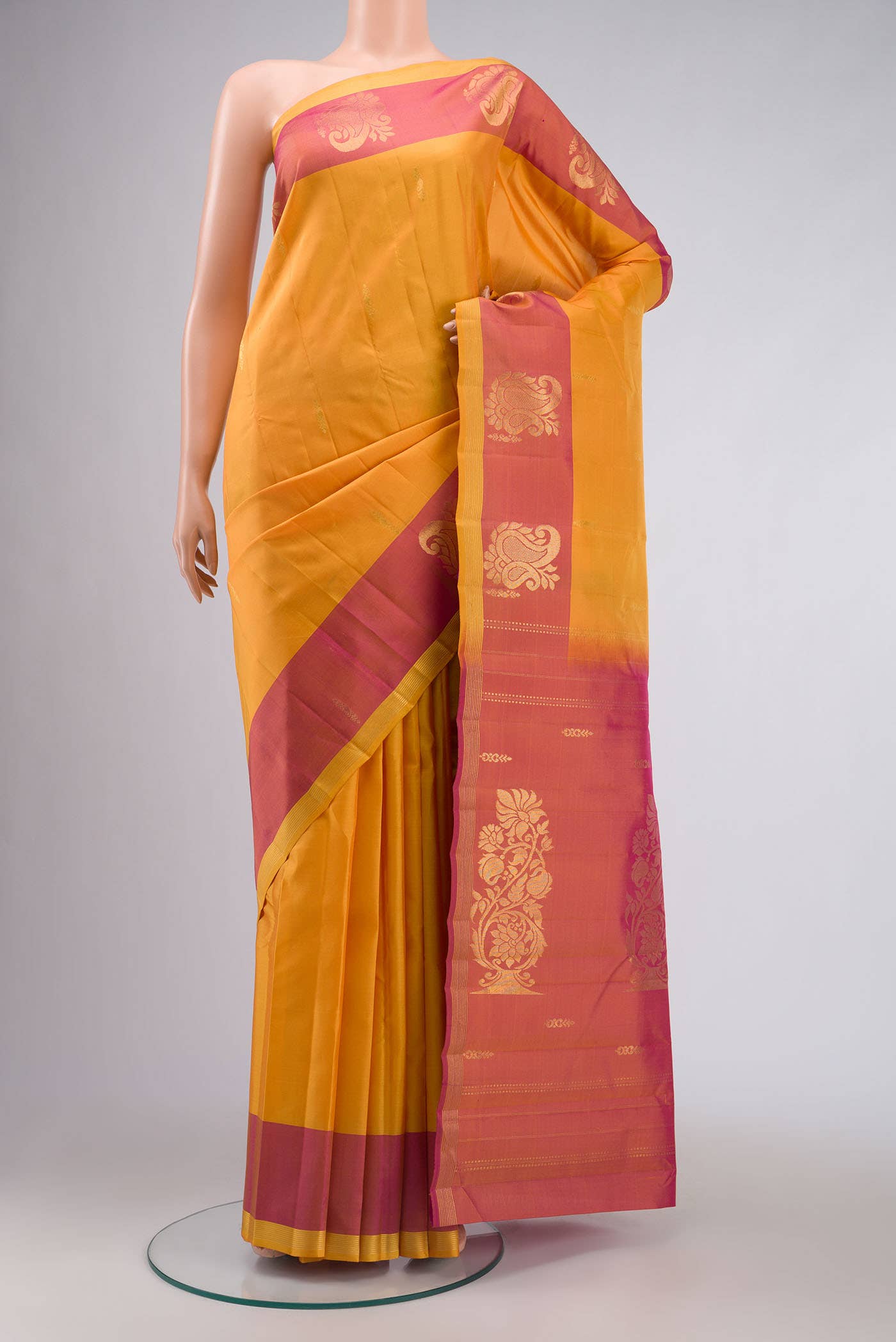Orange Kanchipuram Silk Saree