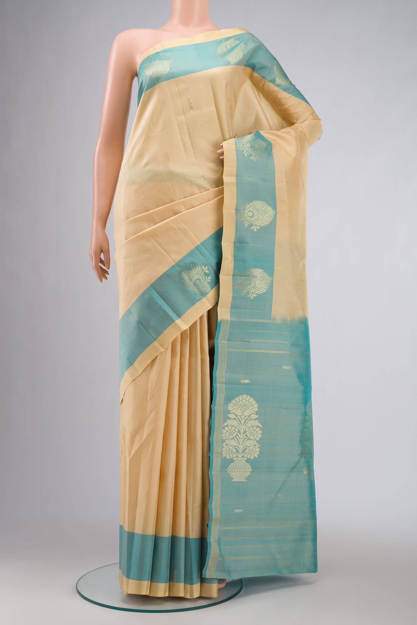 Beige Kanchipuram Silk Saree
