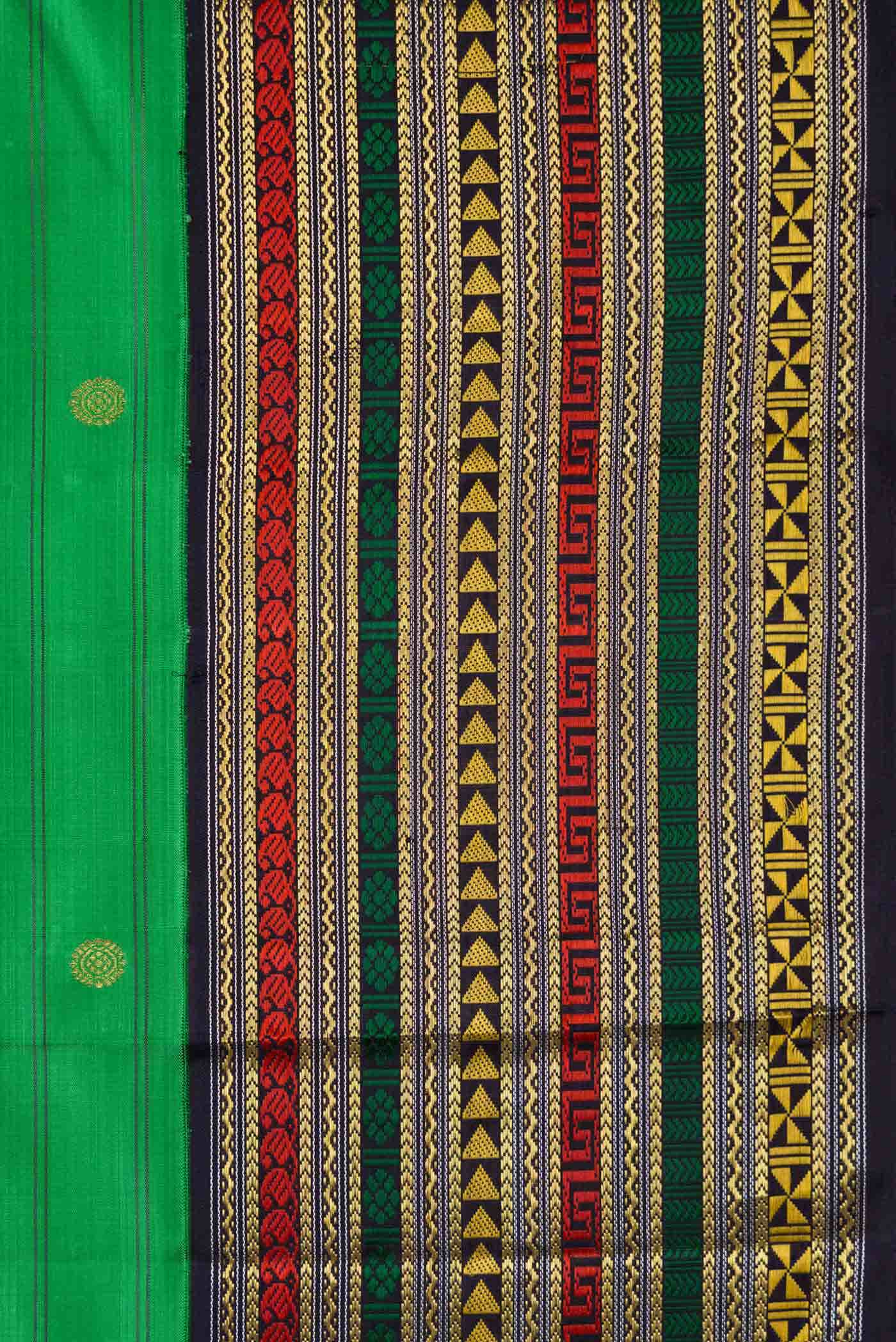 Pure Silk Pure Zari Green Dual Tone Kanchipuram Saree