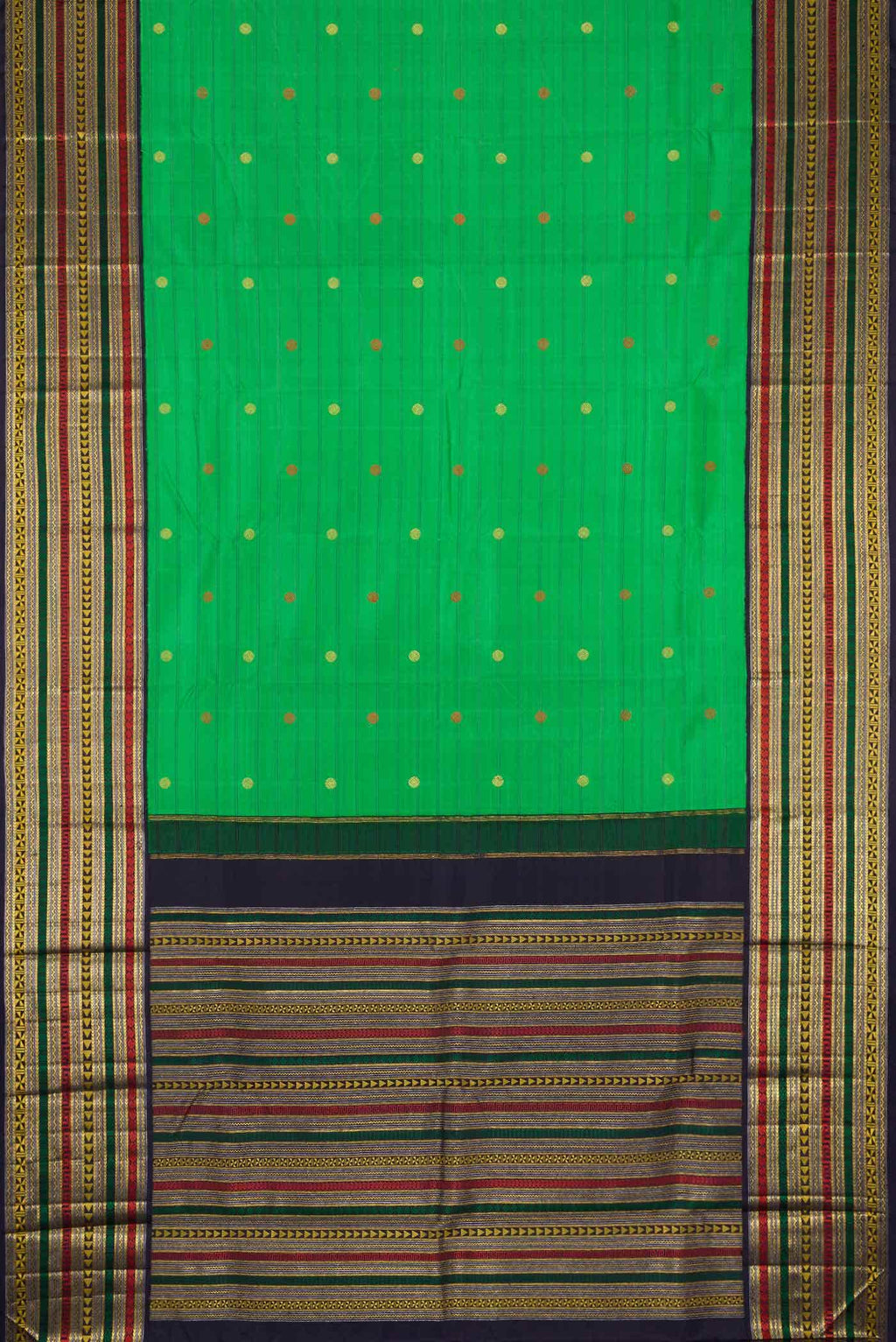 Pure Silk Pure Zari Green Dual Tone Kanchipuram Saree