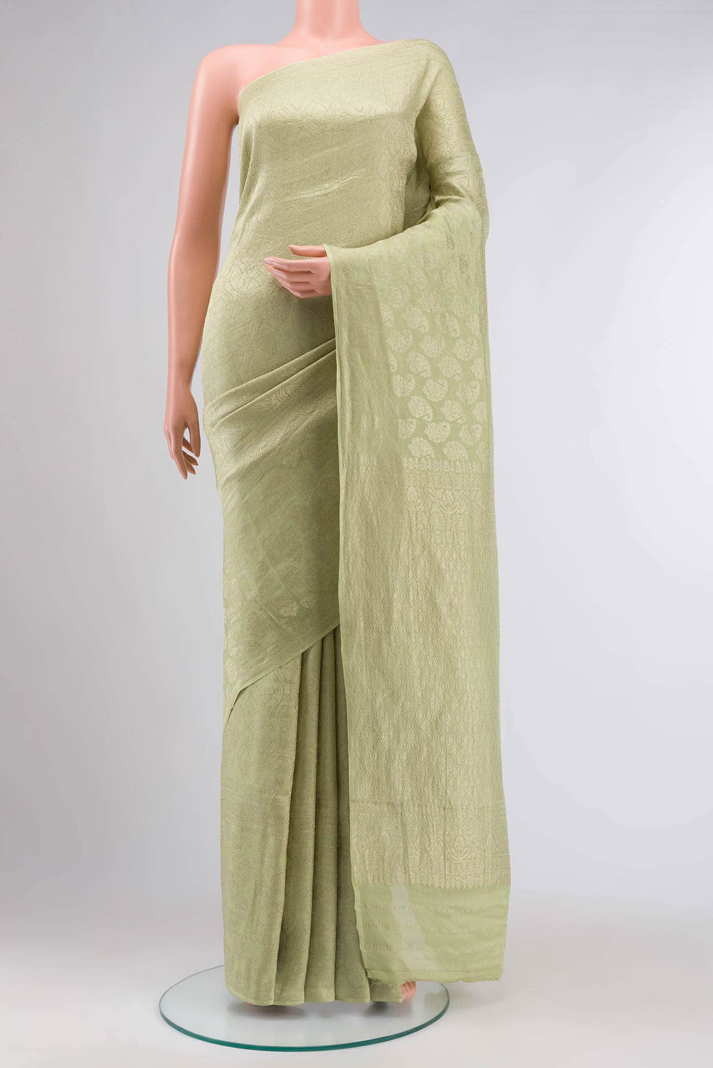Light Green Mysore Crepe Saree