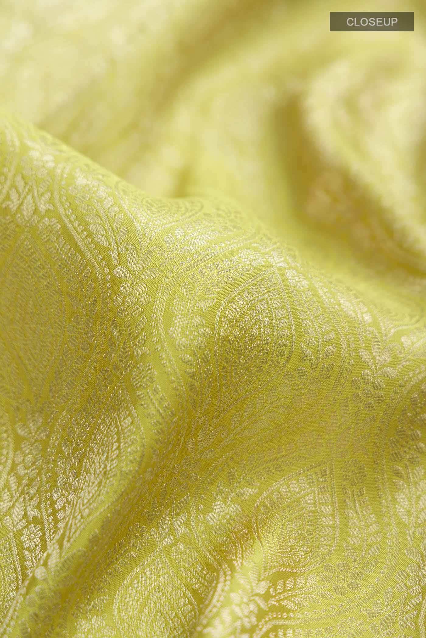 Yellow Mysore Crepe Saree