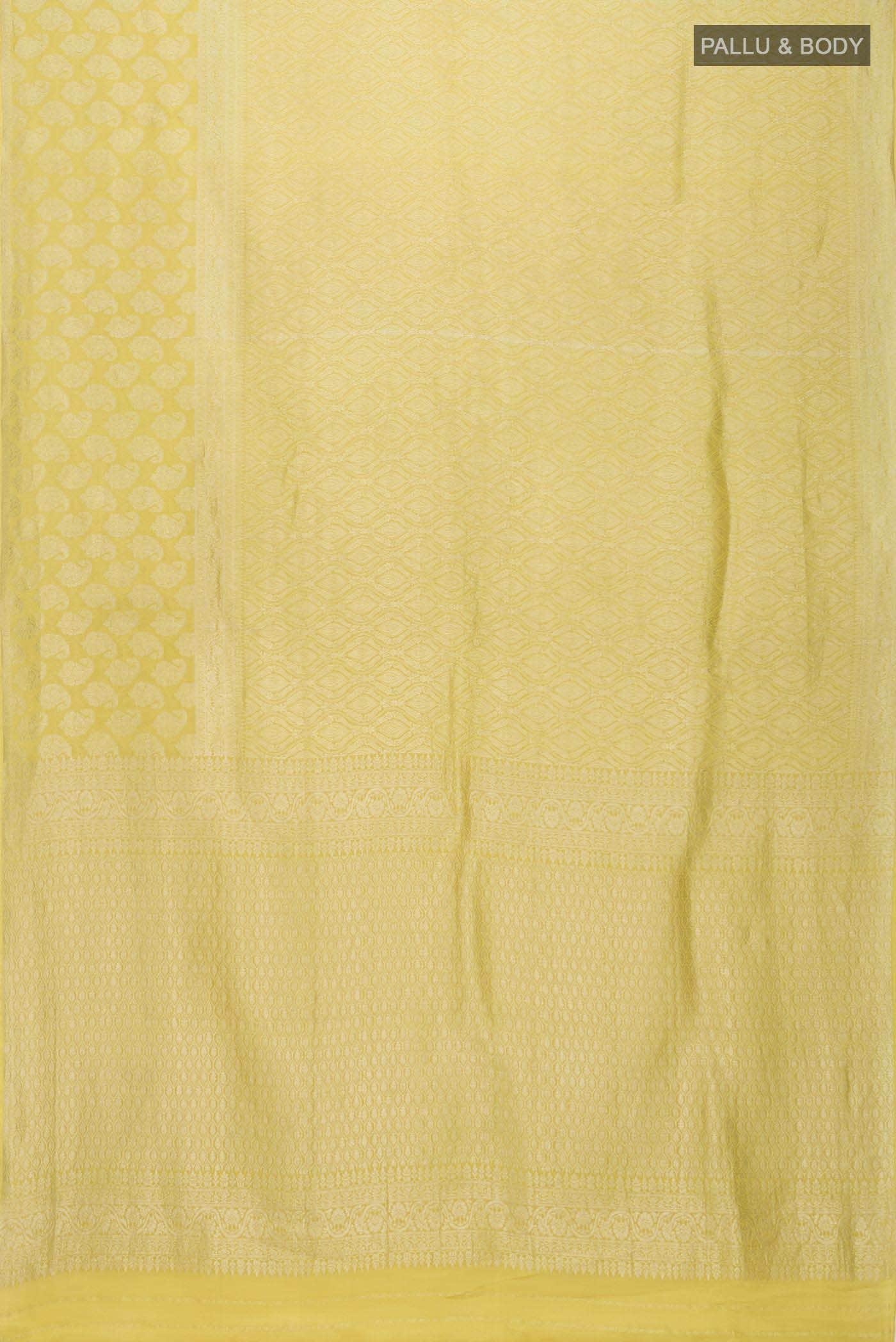 Yellow Mysore Crepe Saree