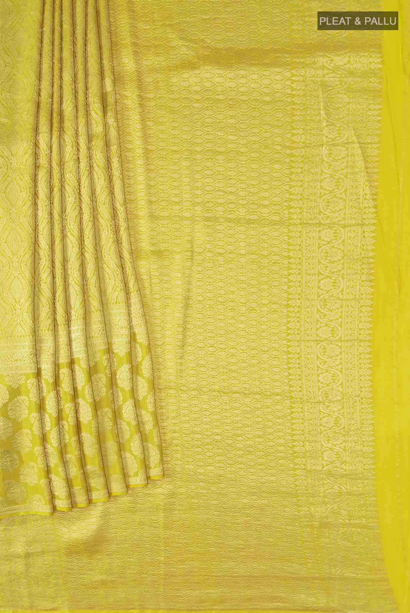 Yellow Mysore Crepe Saree