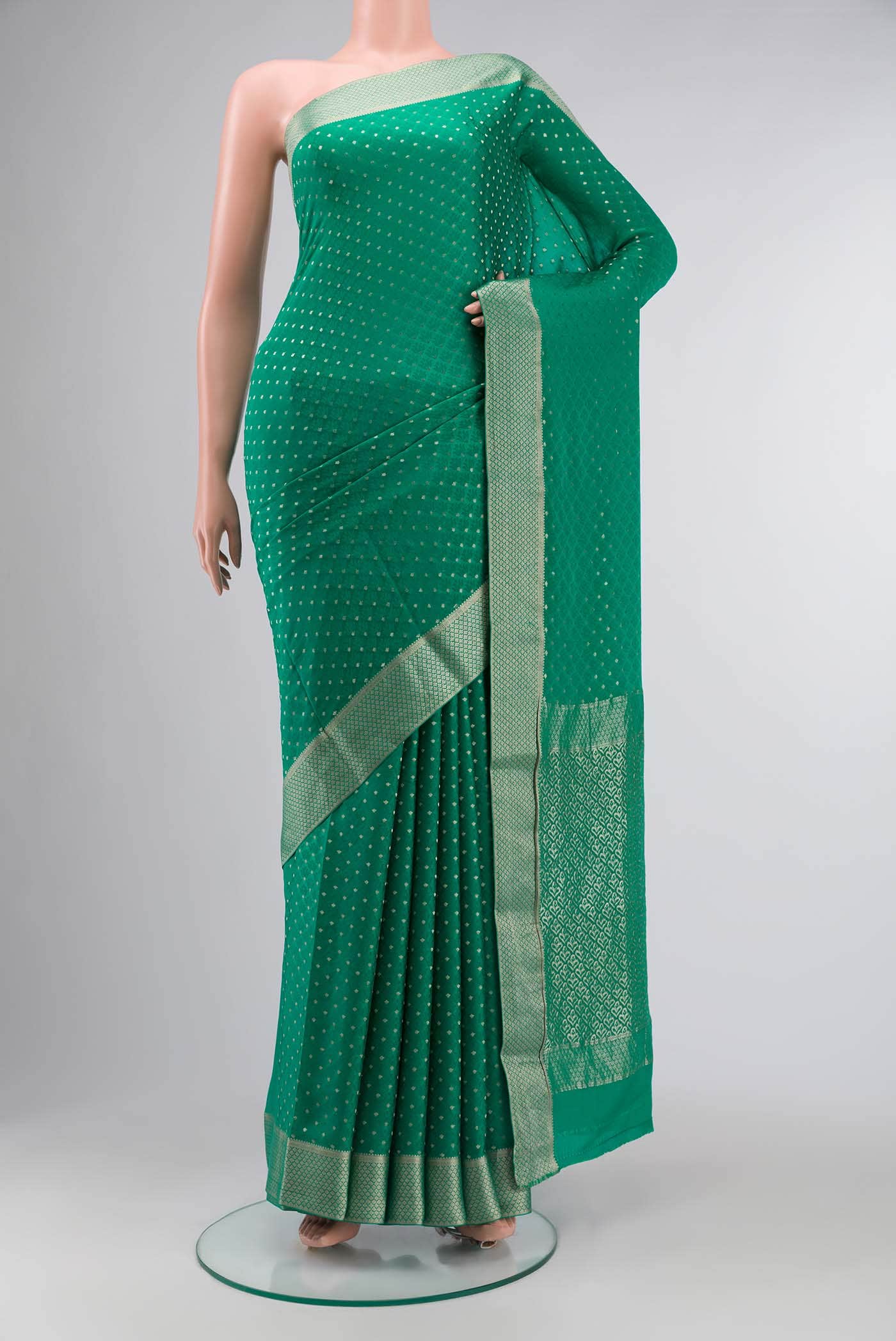 Green Mysore Crepe Saree