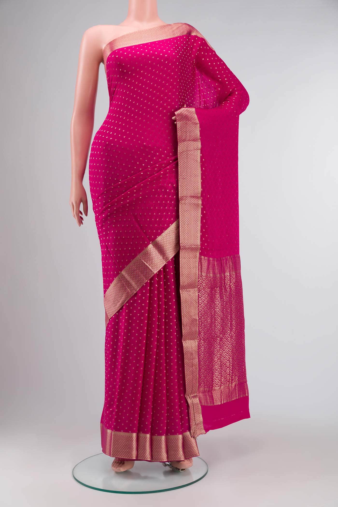 Pink Mysore Crepe Saree