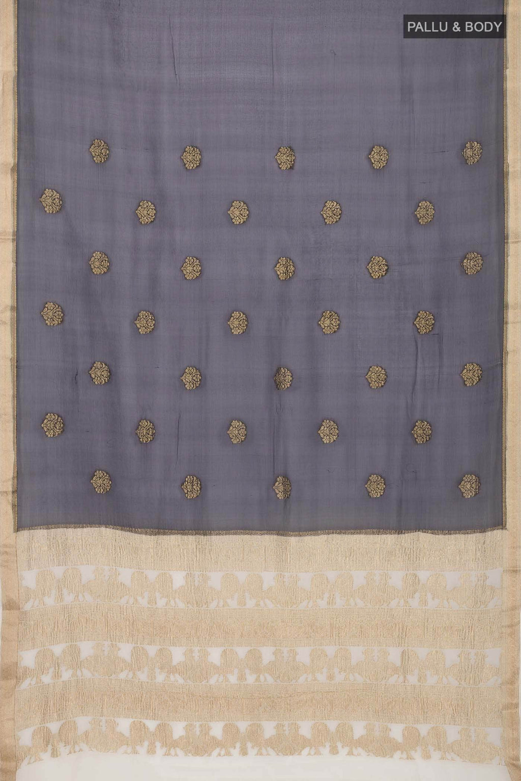 Navy Blue Mysore Chiffon Saree