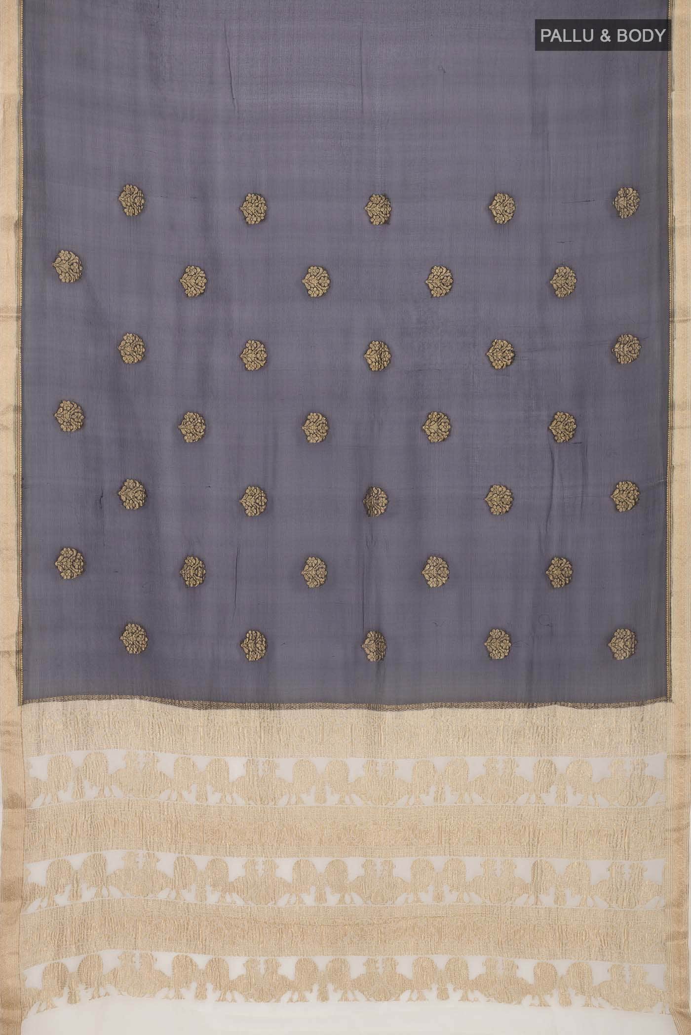 Navy Blue Mysore Chiffon Saree