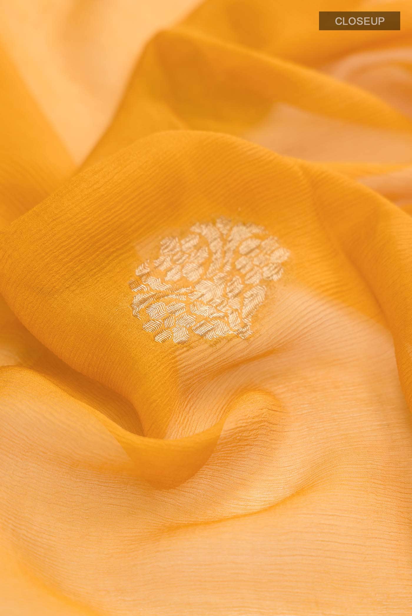 Yellow Mysore Chiffon Saree
