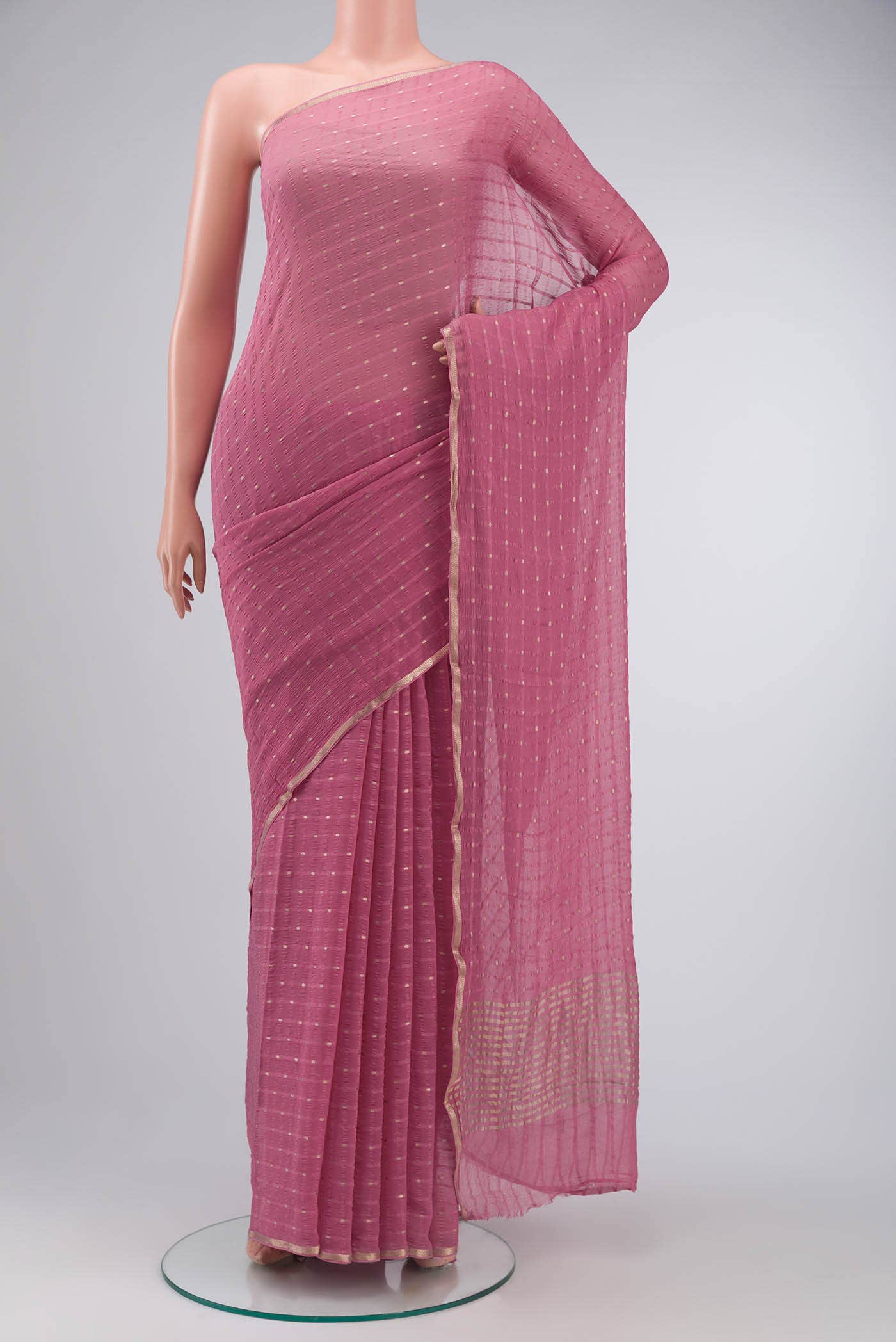 Pink Mysore Chiffon Saree