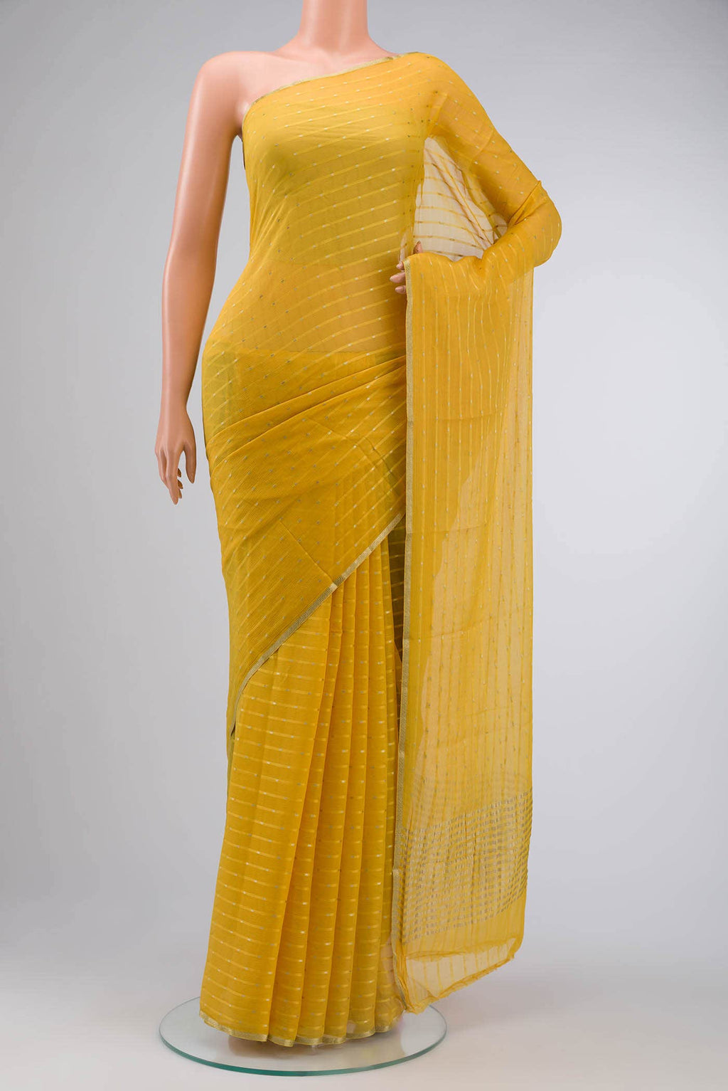 Yellow Mysore Chiffon Saree