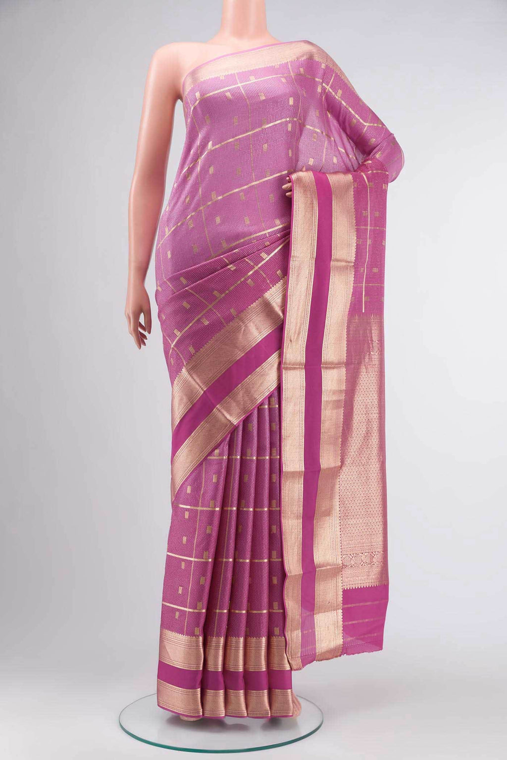 Pink Mysore Crepe Saree
