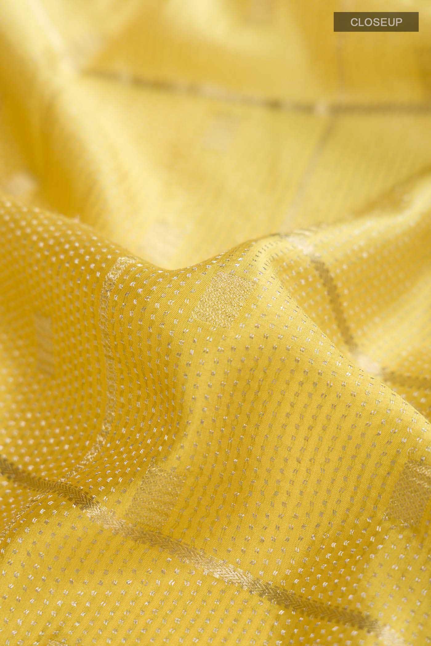 Yellow Mysore Crepe Saree