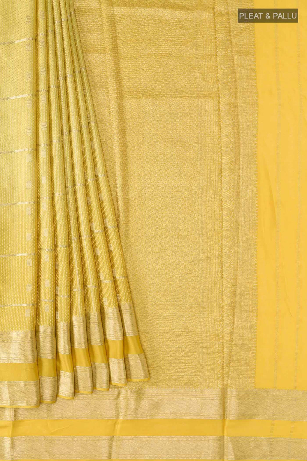 Yellow Mysore Crepe Saree