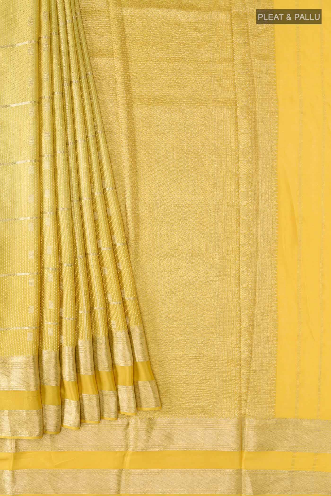 Yellow Mysore Crepe Saree