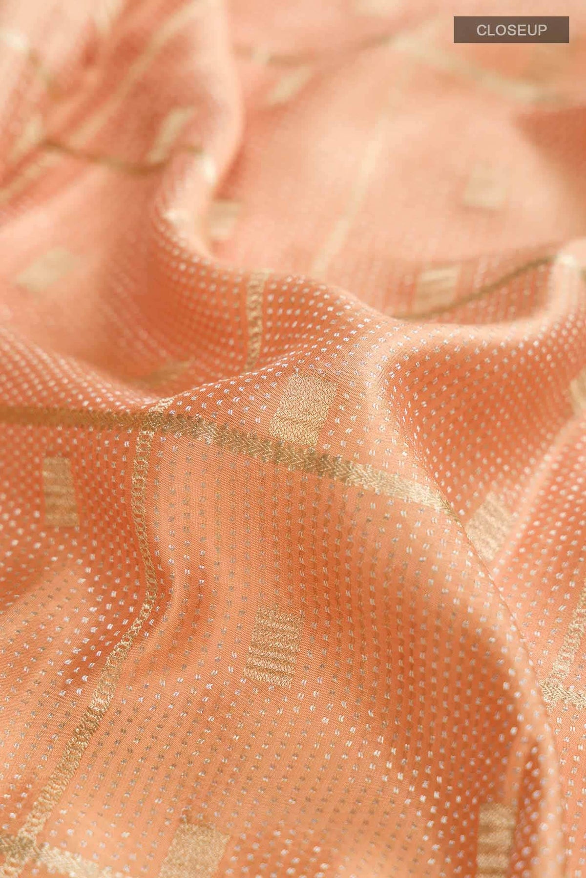 Peach Mysore Crepe Saree