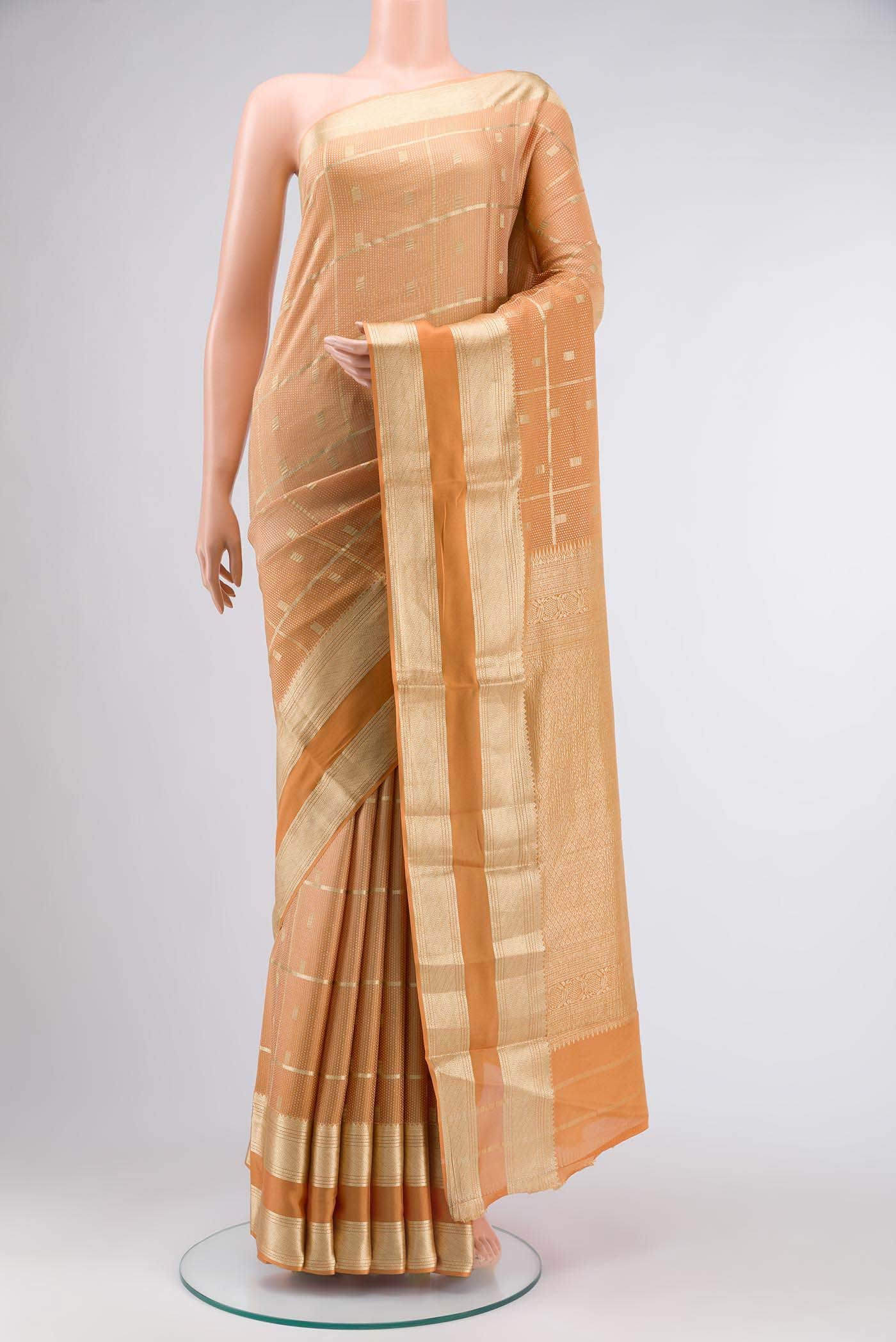 Peach Mysore Crepe Saree