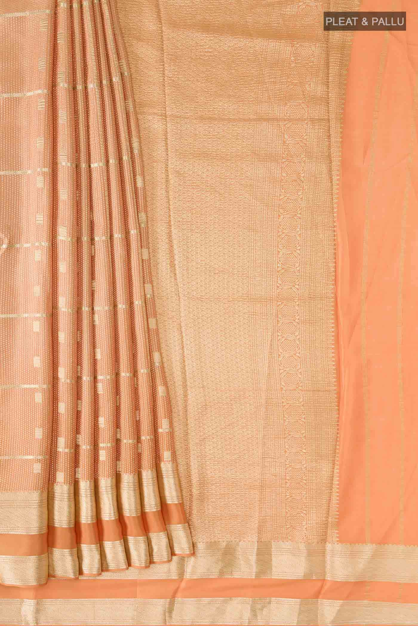 Peach Mysore Crepe Saree