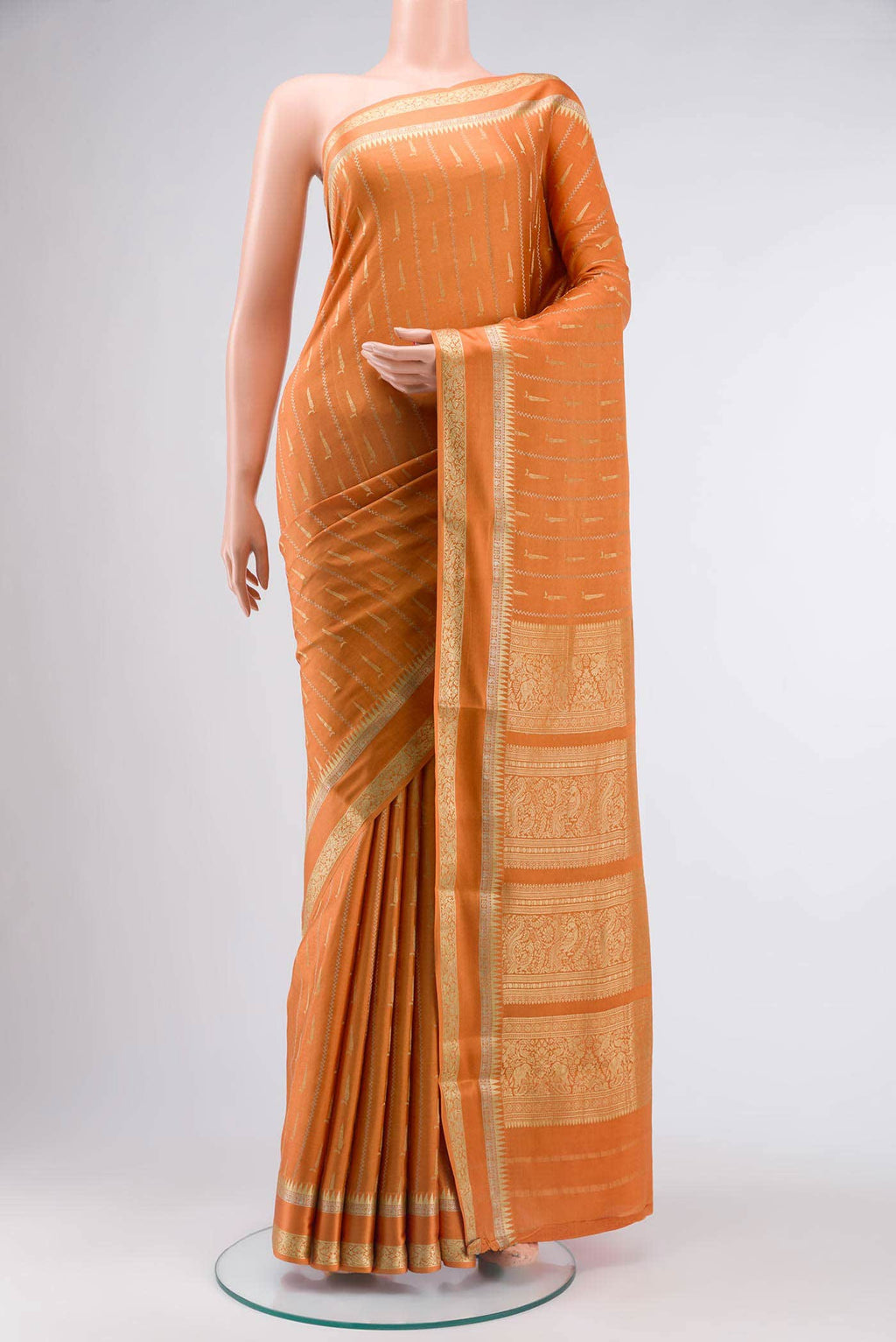 Orange Mysore Crepe Saree