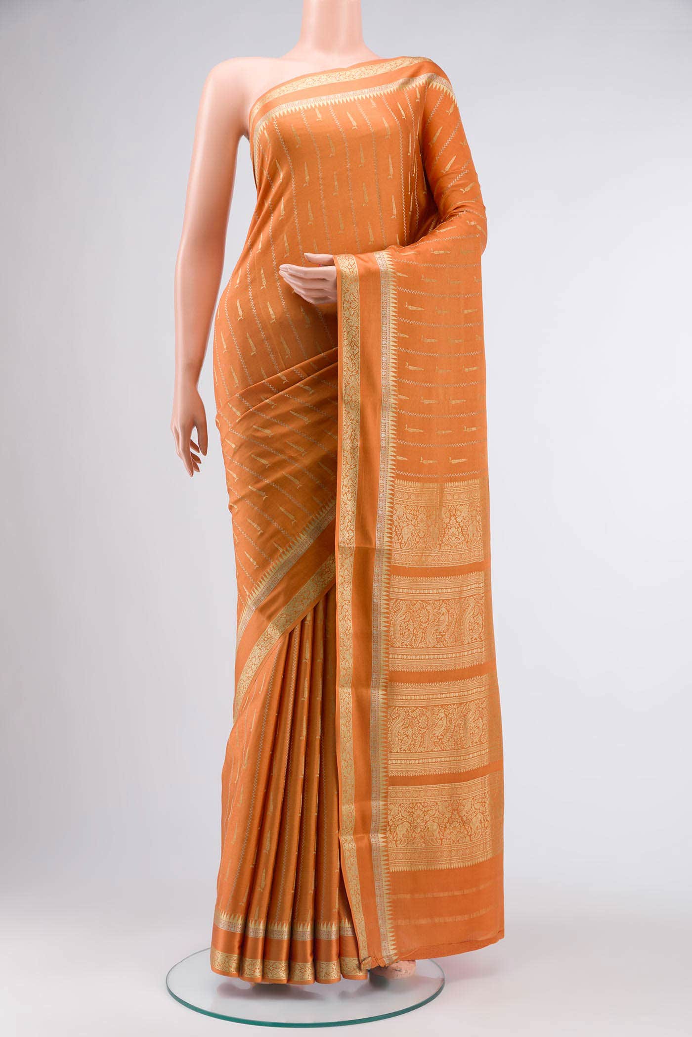 Orange Mysore Crepe Saree