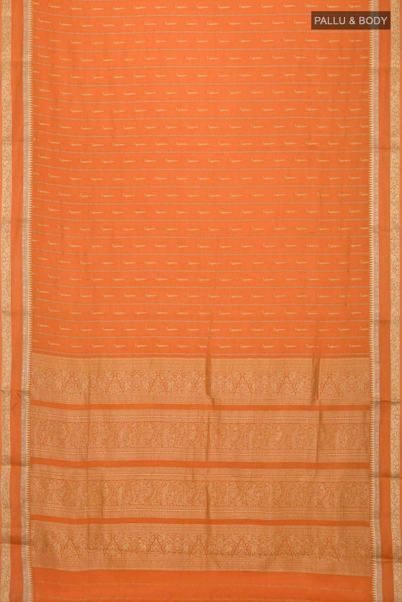 Orange Mysore Crepe Saree