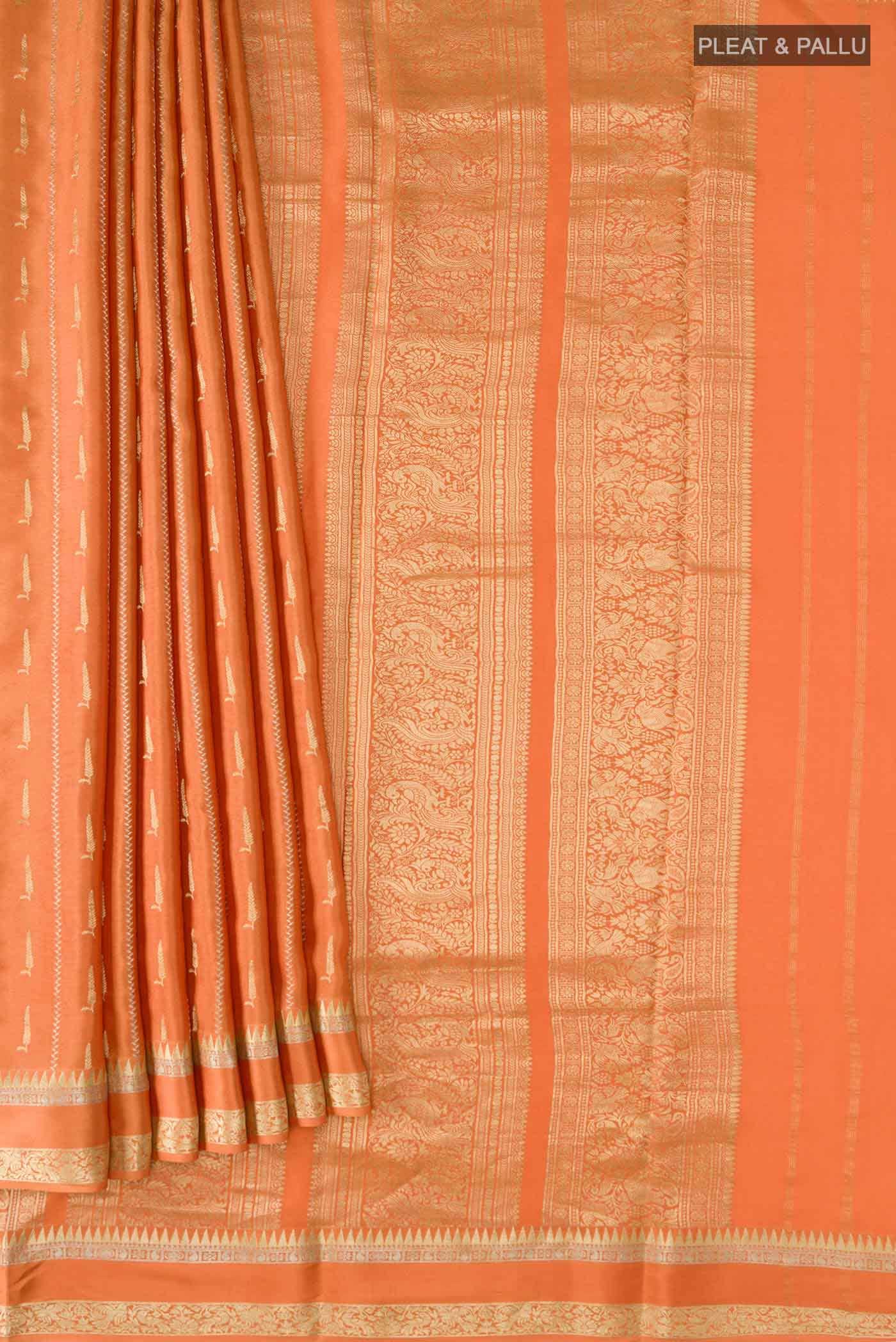 Orange Mysore Crepe Saree