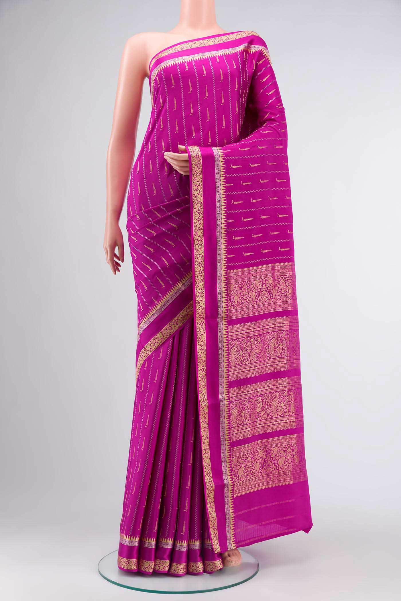 Pink Mysore Crepe Saree