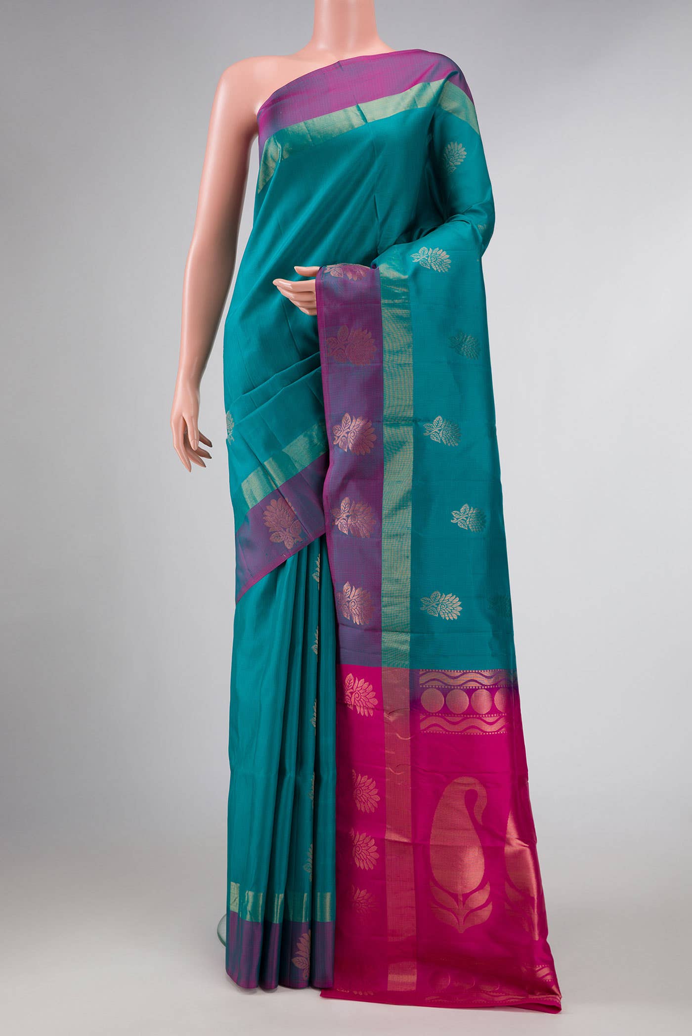 Green Dual Tone Soft Silk Saree
