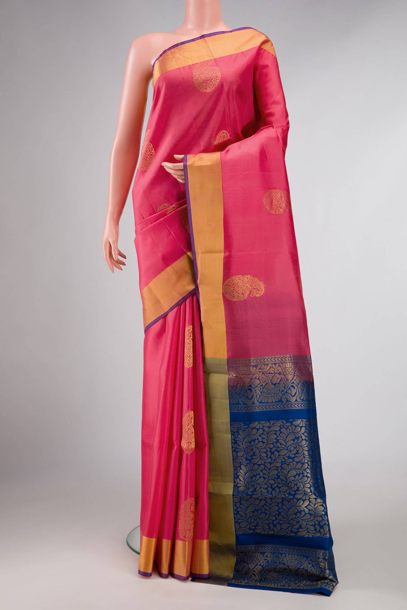Peach Dual Tone Soft Silk Saree