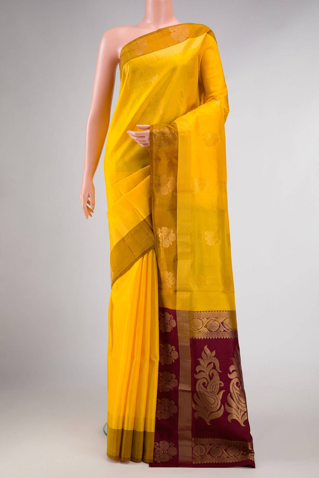 Yellow Dual Tone Soft Silk Saree