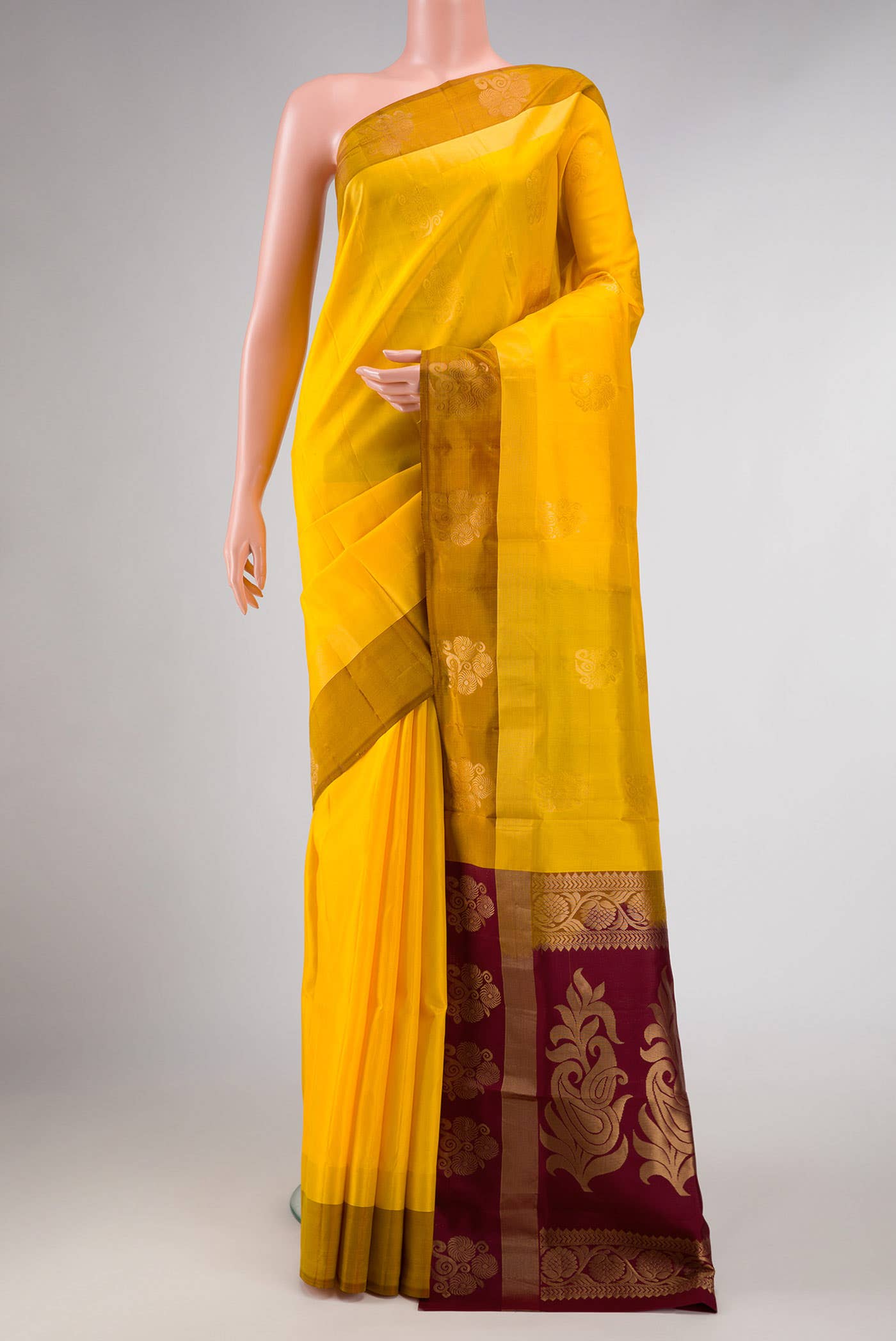 Yellow Dual Tone Soft Silk Saree