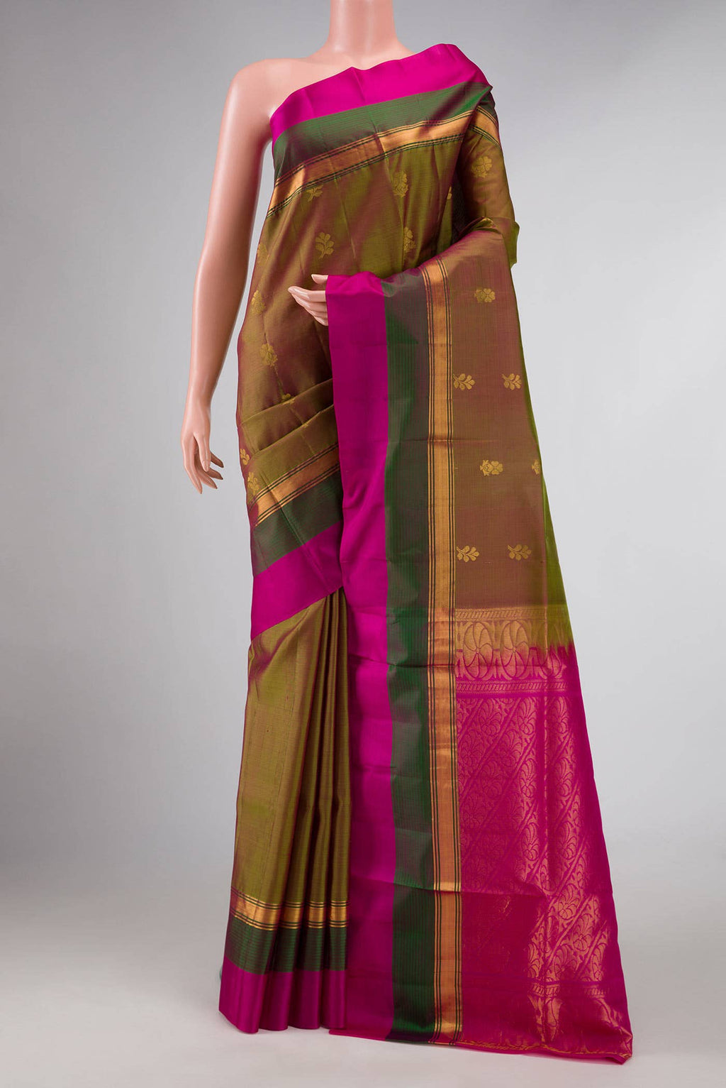 Mehandi Green Dual Tone Soft Silk Saree