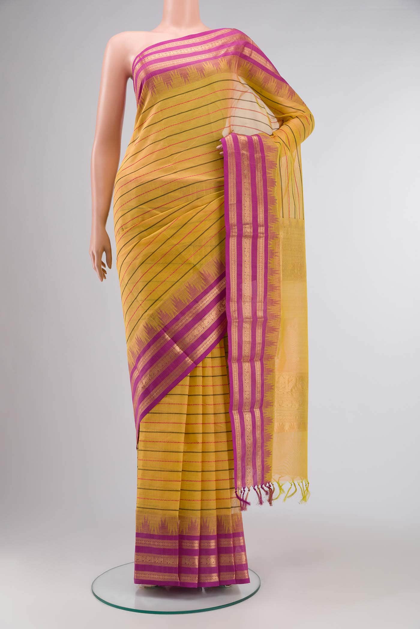 Yellow Silk Cotton Saree