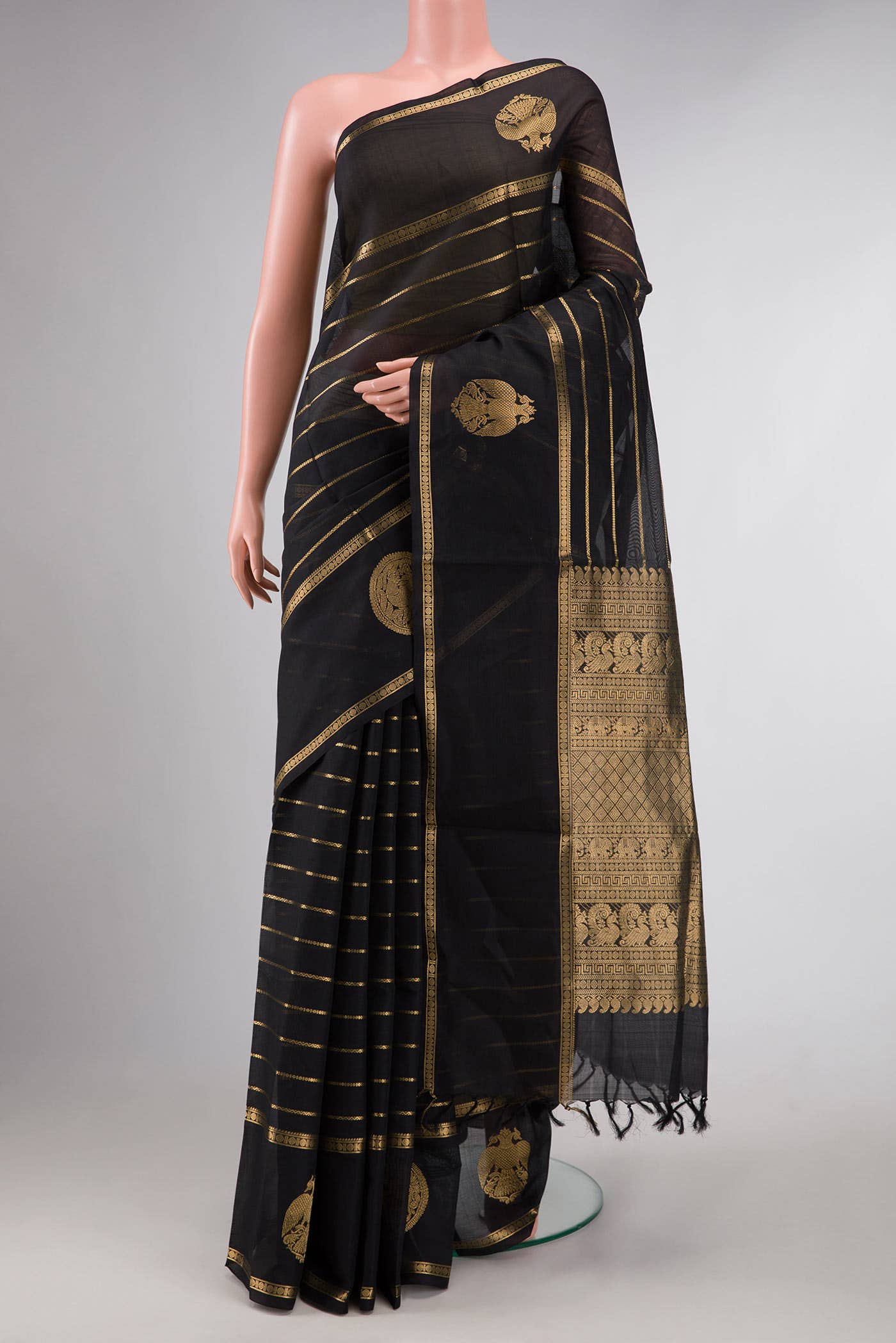Black Dual Tone Silk Cotton Saree