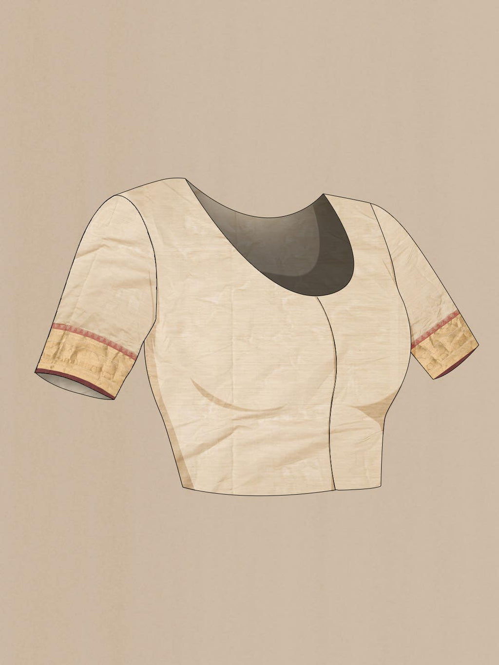 Beige Silk Cotton Saree