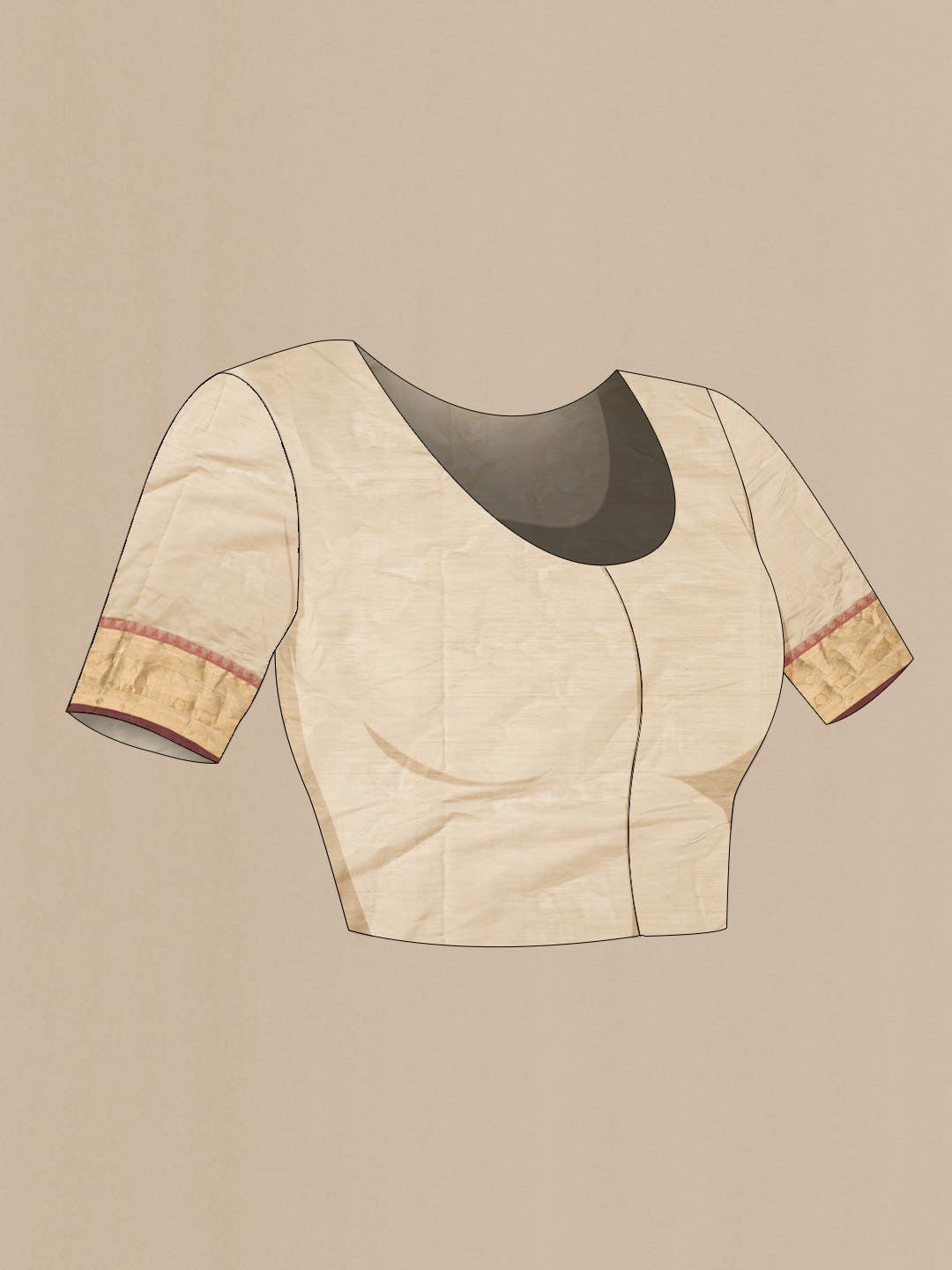 Beige Silk Cotton Saree