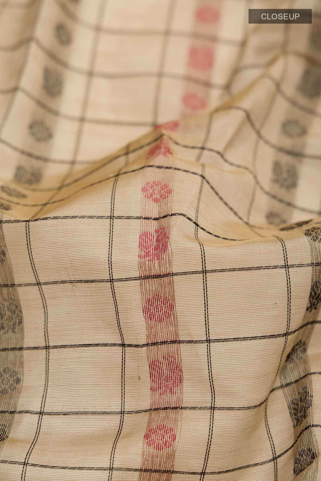 Beige Silk Cotton Saree