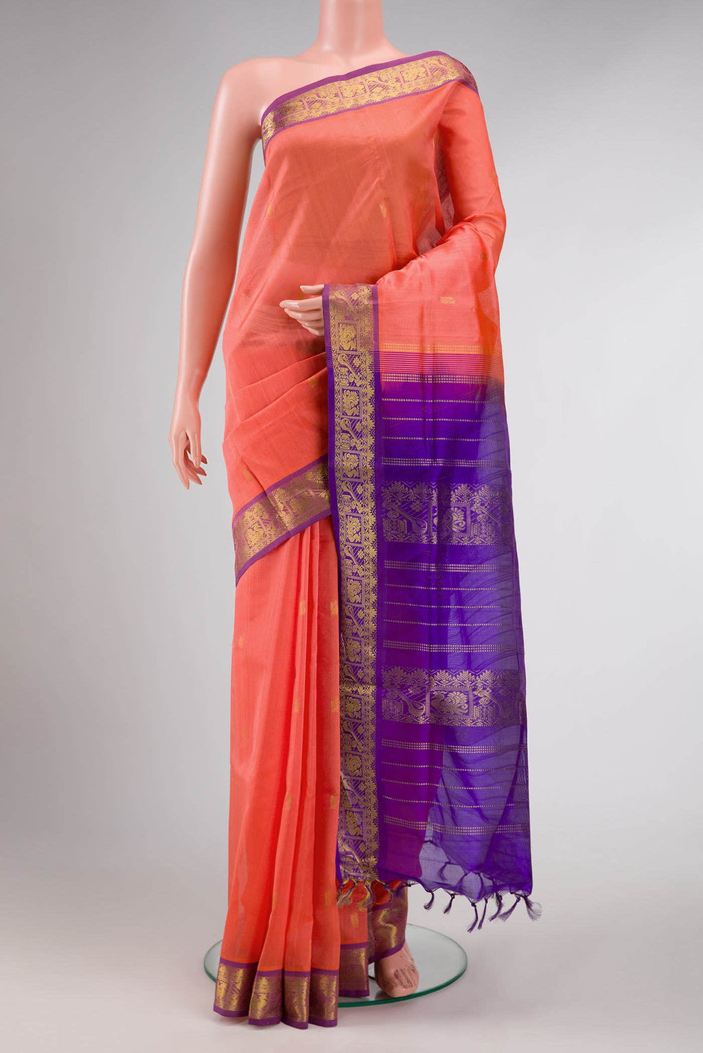 Coral Dual Tone Silk Cotton Saree