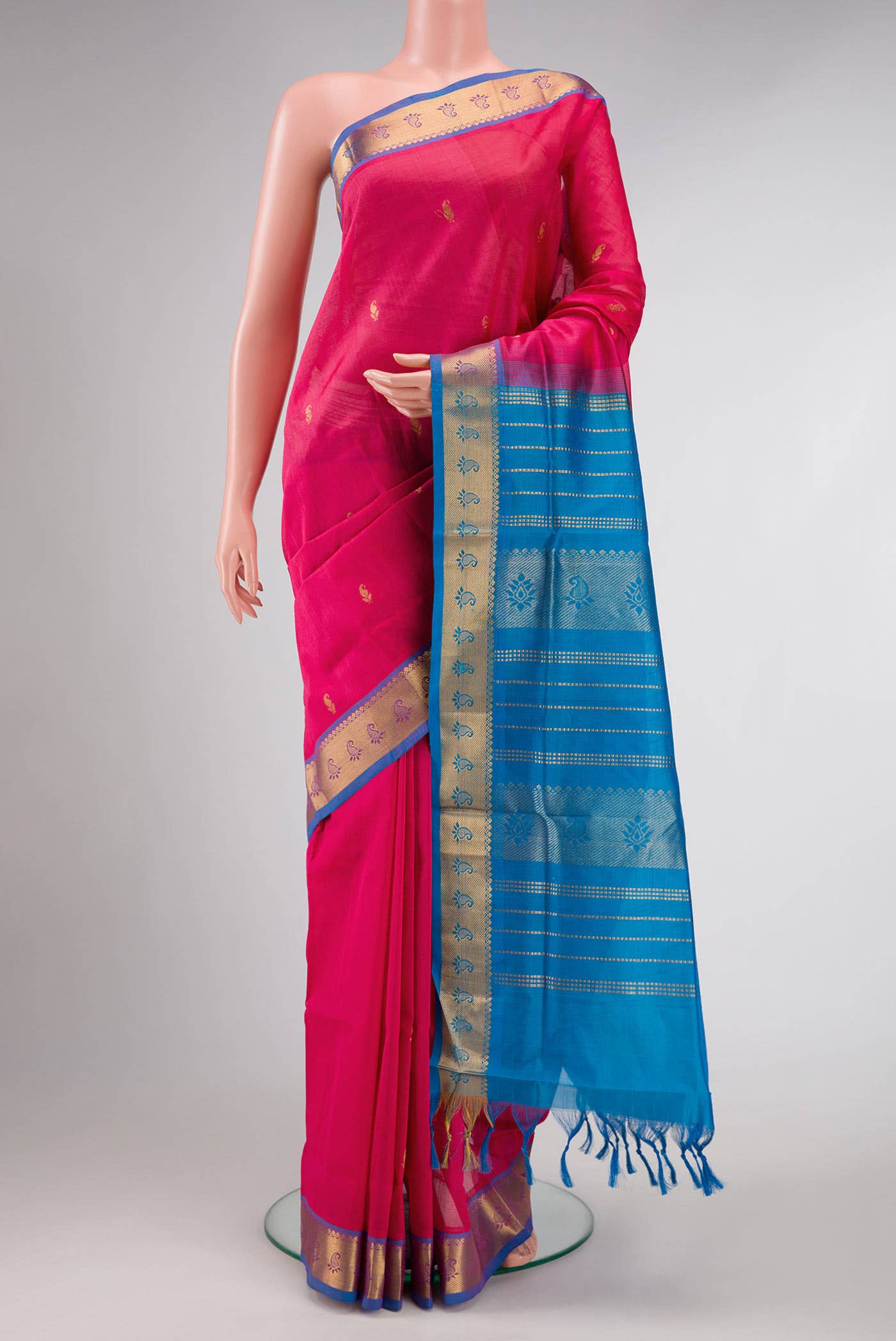 Pink Dual Tone Silk Cotton Saree