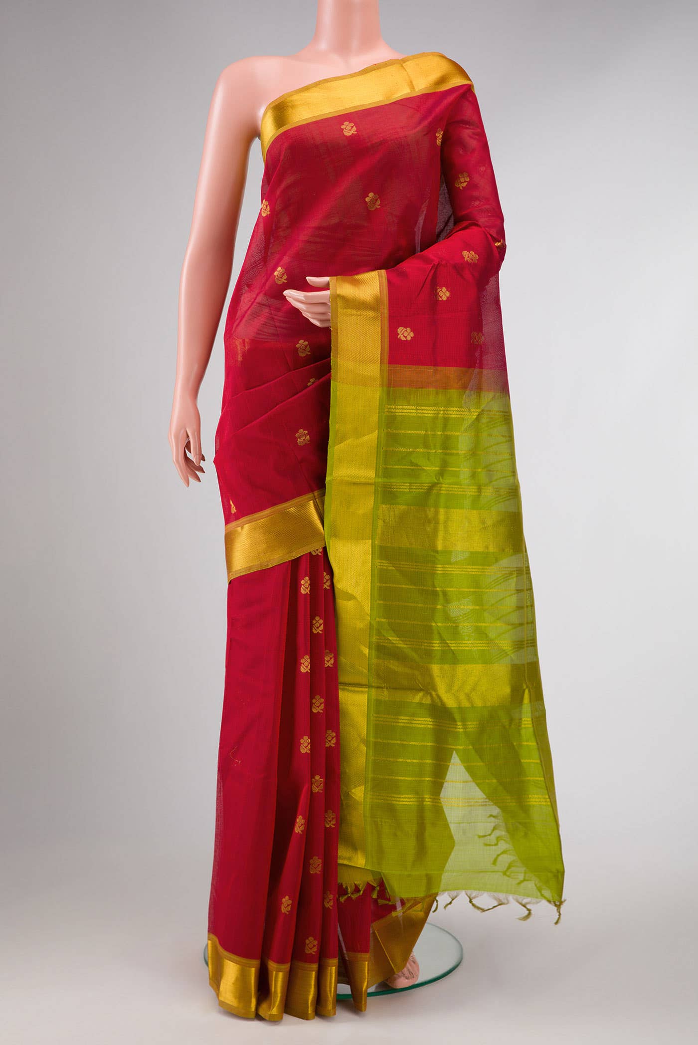 Red Dual Tone Silk Cotton Saree