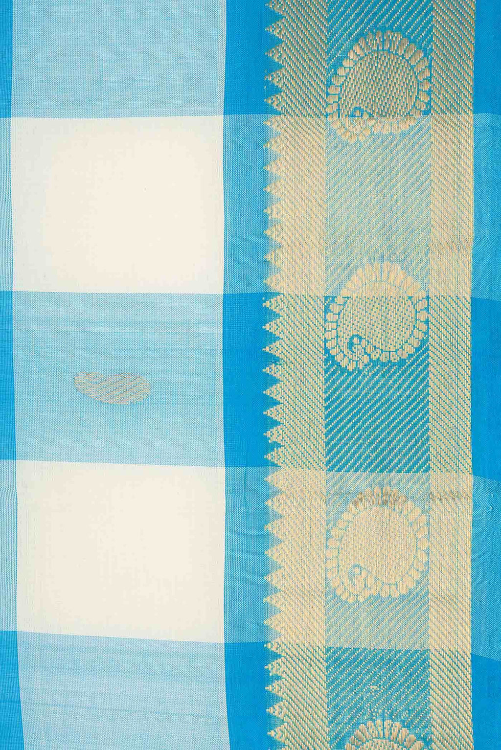 Sky Blue and Off White Dual Tone Silk Cotton Saree