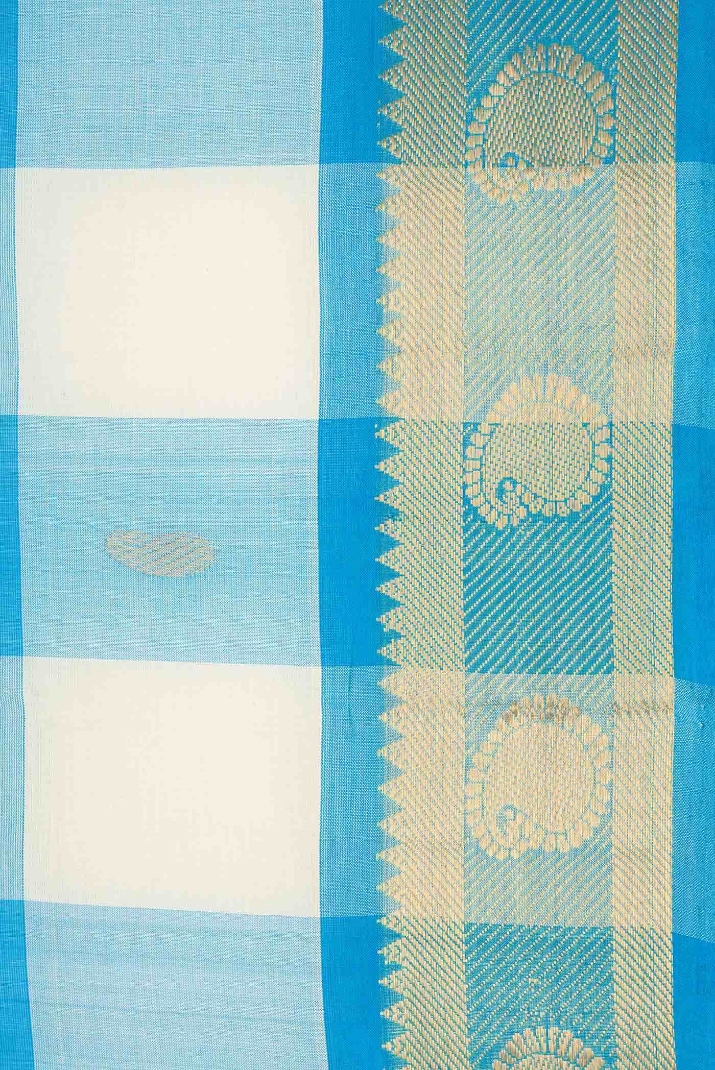 Sky Blue and Off White Dual Tone Silk Cotton Saree