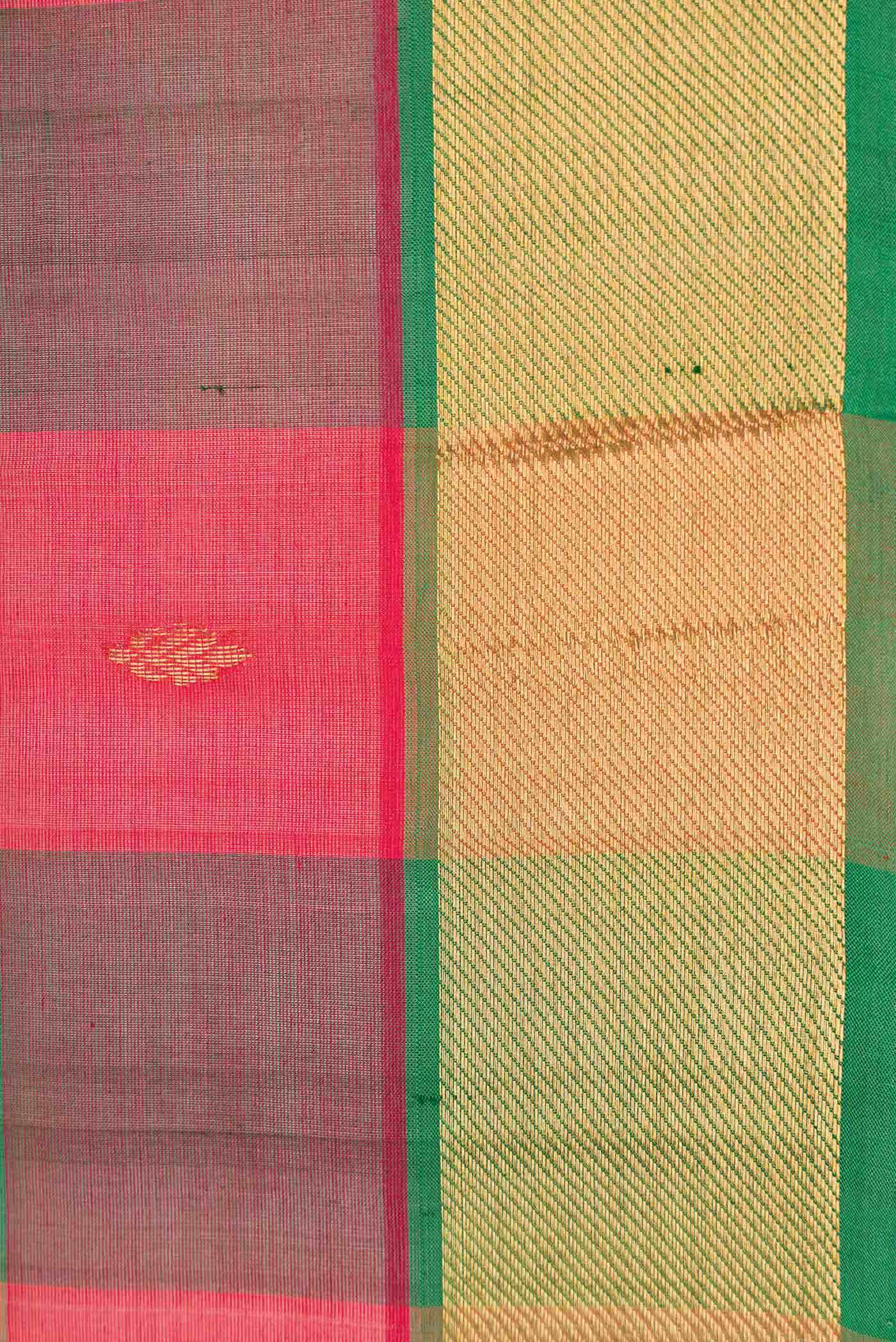 Orange and Green Dual Tone Silk Cotton Saree