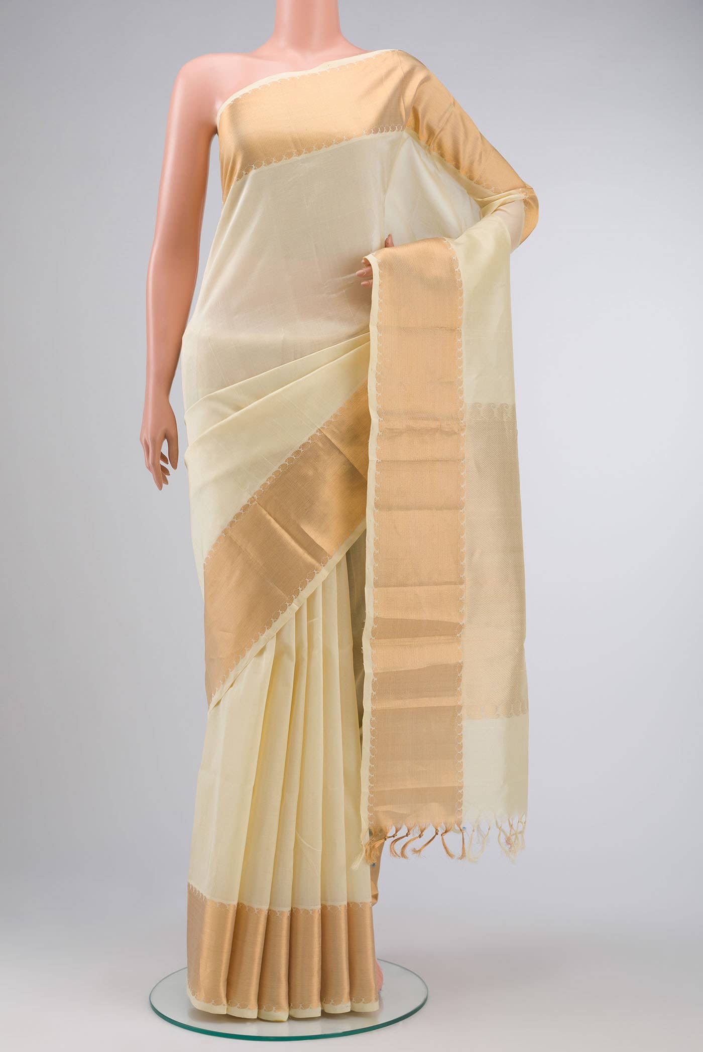 Cream Silk Cotton Saree