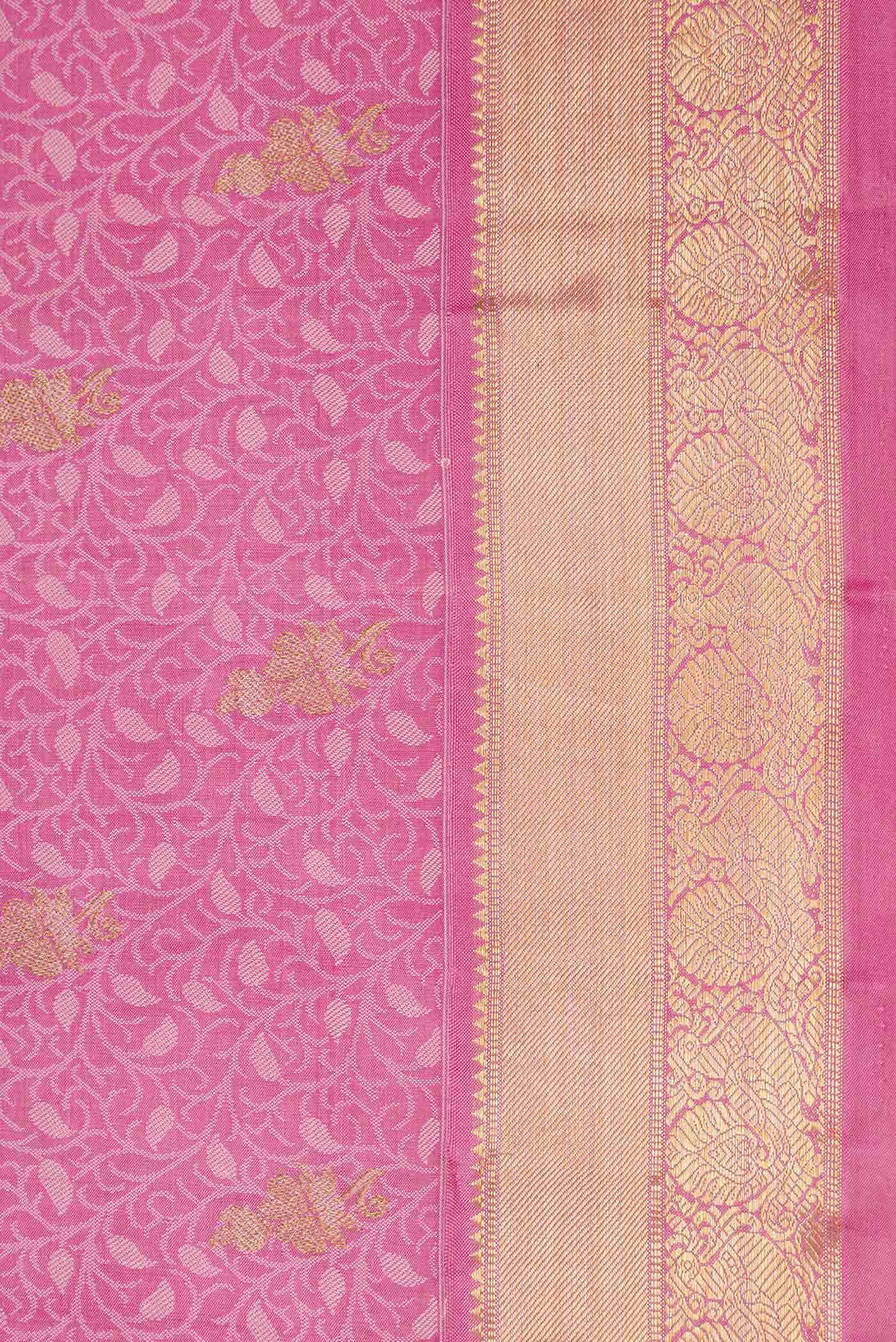 Pure Silk Pure Zari Pink Dual Tone Kanchipuram Saree