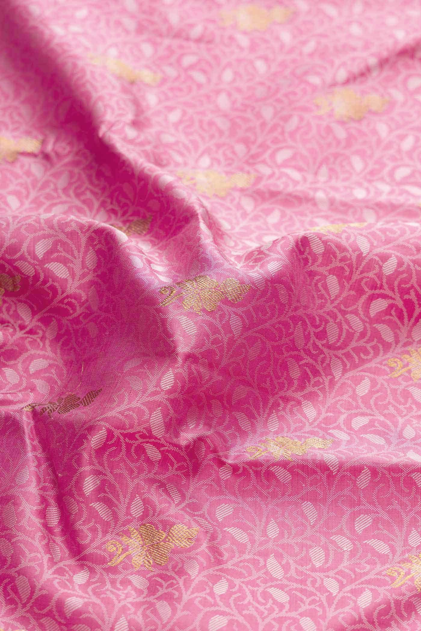 Pure Silk Pure Zari Pink Dual Tone Kanchipuram Saree